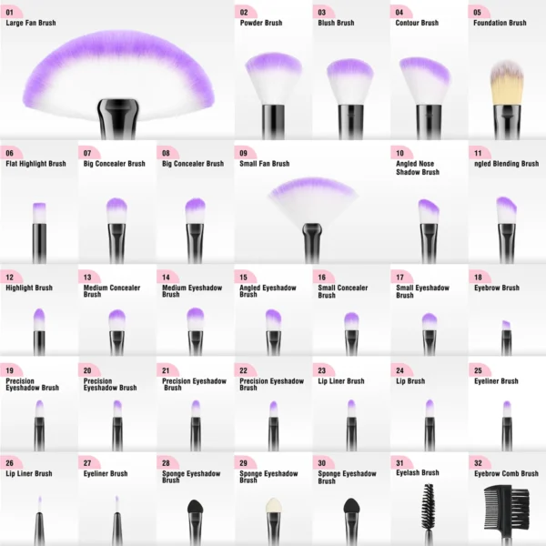 Makeup Brush set women beauty tool (10-32PCS ) - Image 2