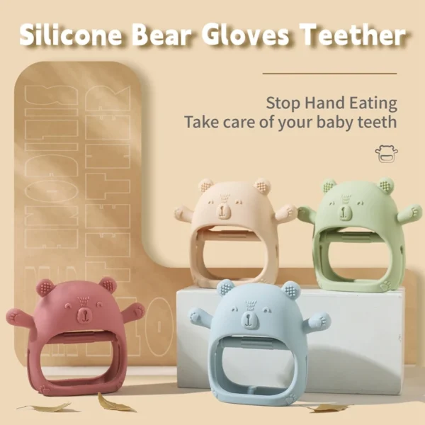 Baby Teether Gloves Kids Cartoon Bear Teething Silicone Anti-eating ​ - Image 2