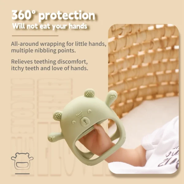 Baby Teether Gloves Kids Cartoon Bear Teething Silicone Anti-eating ​ - Image 3