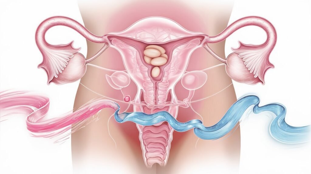 Illustration of hormonal balance and its impact on female fertility with a focus on healthy ovulation.