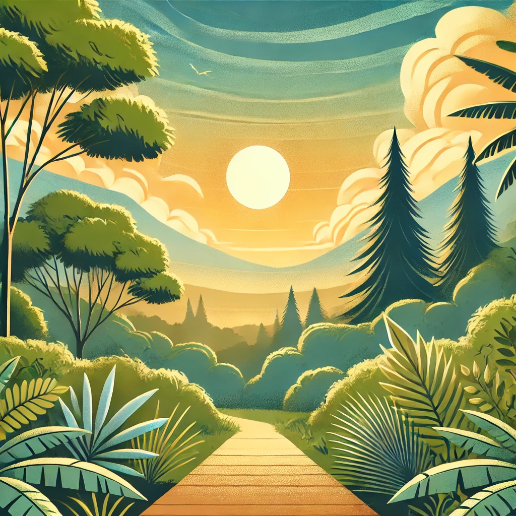 A serene sunrise over a lush forest, symbolizing health and natural healing in an article about natural remedies for erectile dysfunction.