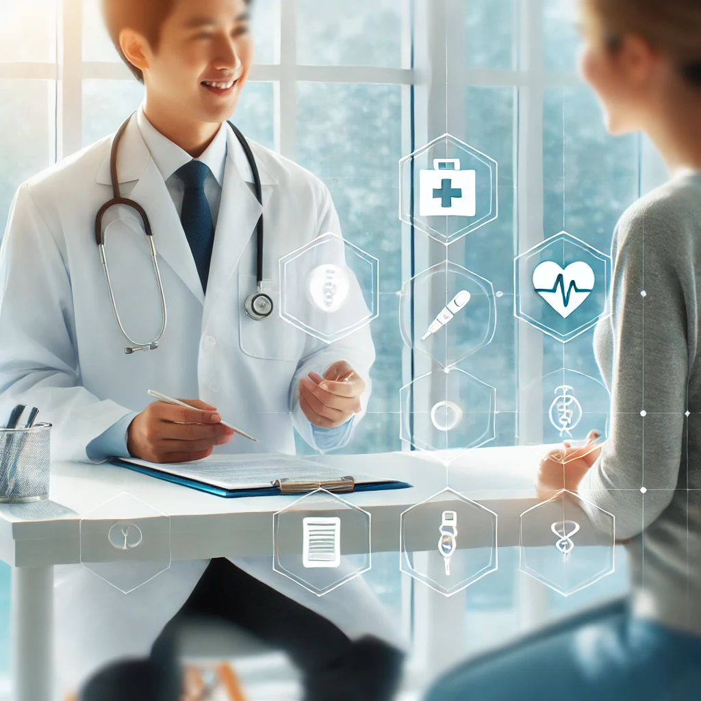 regular checkups: A patient visiting a doctor