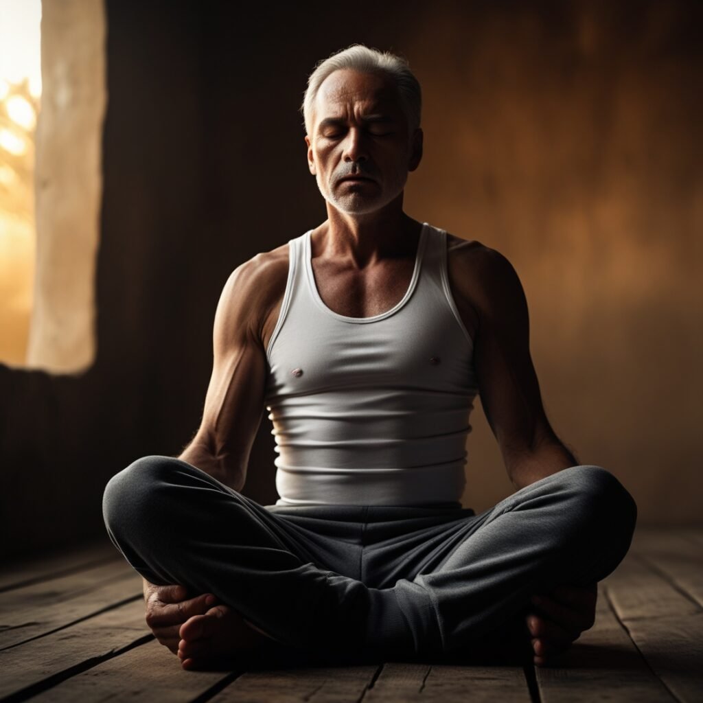 A man doing breathing exercises
